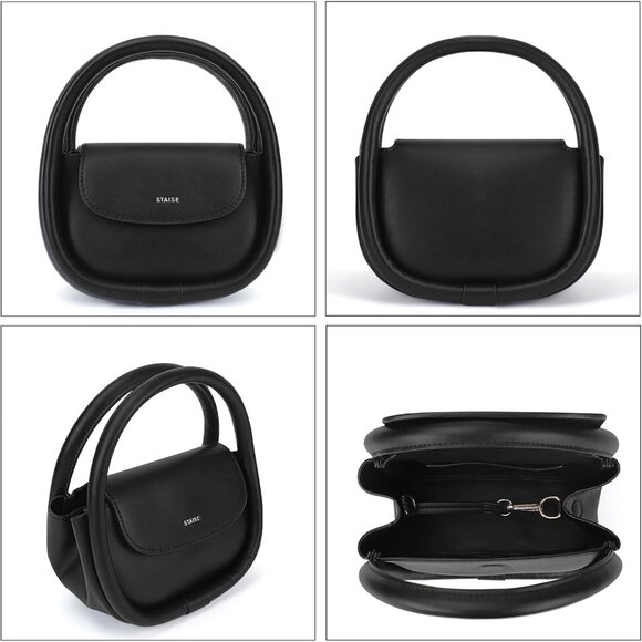 Designer Top Handle Shoulder Bags for Women Black - Picture 2 of 7